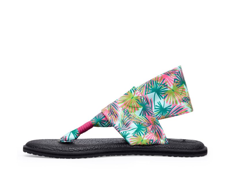 Sanuk Yoga Slings 2 Tropical Vegan Women's Sandals Black | Canada 12QMA